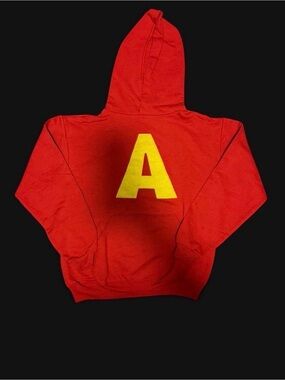 Kids Red Hooded Sweatshirt with Yellow 'A' Graphic